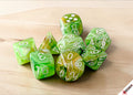 [PREORDER 29 JULY] Marble Sour Green/white Polyhedral Dice Set