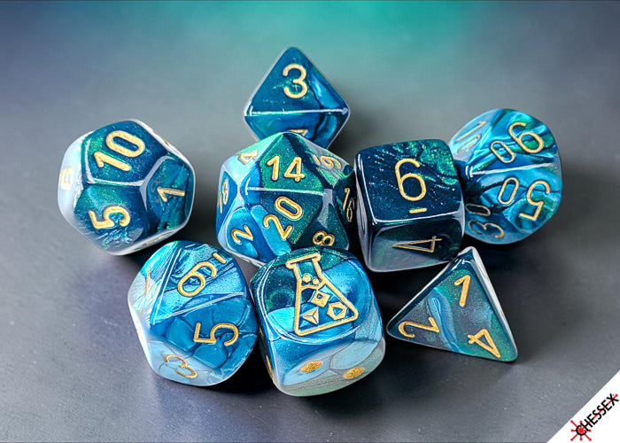 [PREORDER 29 JULY] Gemini Green-Teal/gold Polyhedral Dice Set