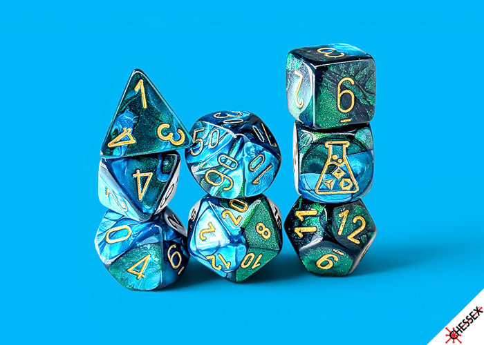 [PREORDER 29 JULY] Gemini Green-Teal/gold Polyhedral Dice Set