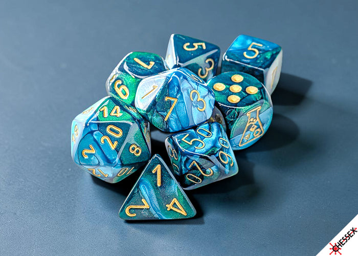 [PREORDER 29 JULY] Gemini Green-Teal/gold Polyhedral Dice Set