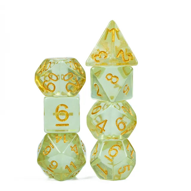 Light Green Aurora Glitter Dice Set