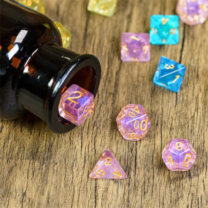 Purple Aurora Glitter Dice Set