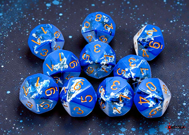 Brush Wavebreak/gold Set of Ten d10s