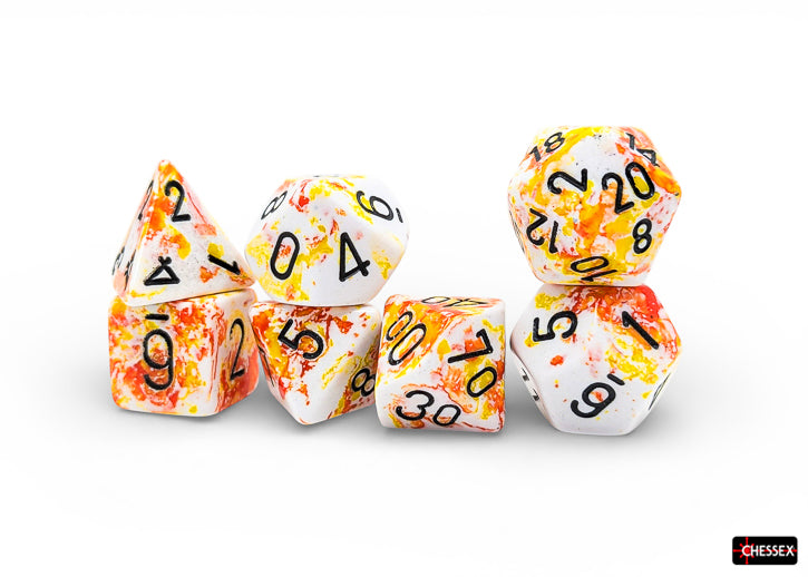 Brush Sunrise/black Polyhedral 7-Dice Set