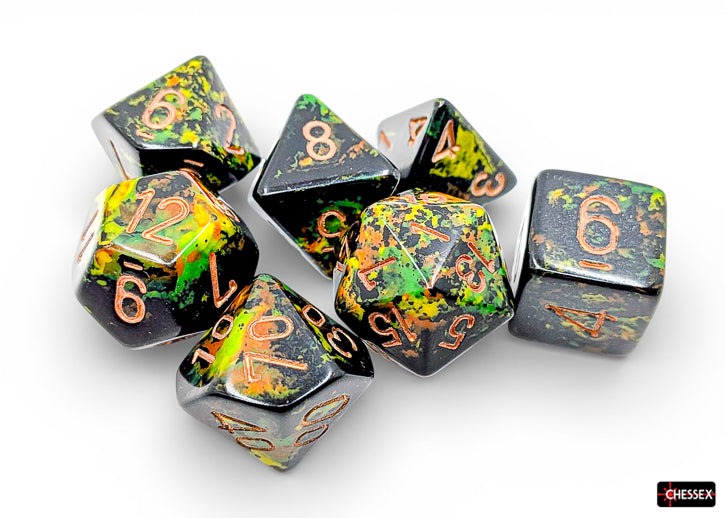 Brush Deep Forest/gold Polyhedral 7-Dice Set