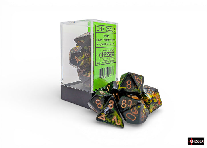 [PREORDER 25 FEB] Brush Deep Forest/gold Polyhedral 7-Dice Set