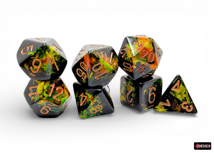 Brush Deep Forest/gold Polyhedral 7-Dice Set