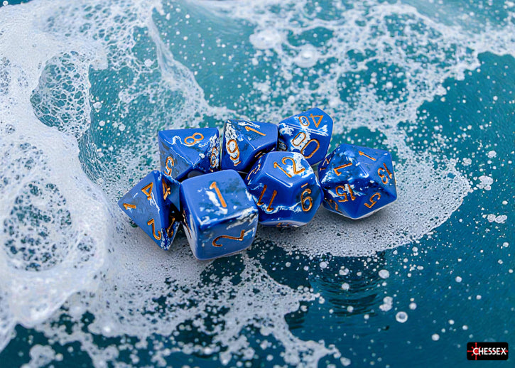 [PREORDER 25 FEB] Brush Wavebreak/gold Polyhedral 7-Dice Set