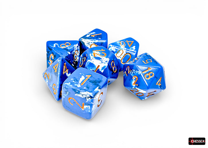 Brush Wavebreak/gold Polyhedral 7-Dice Set