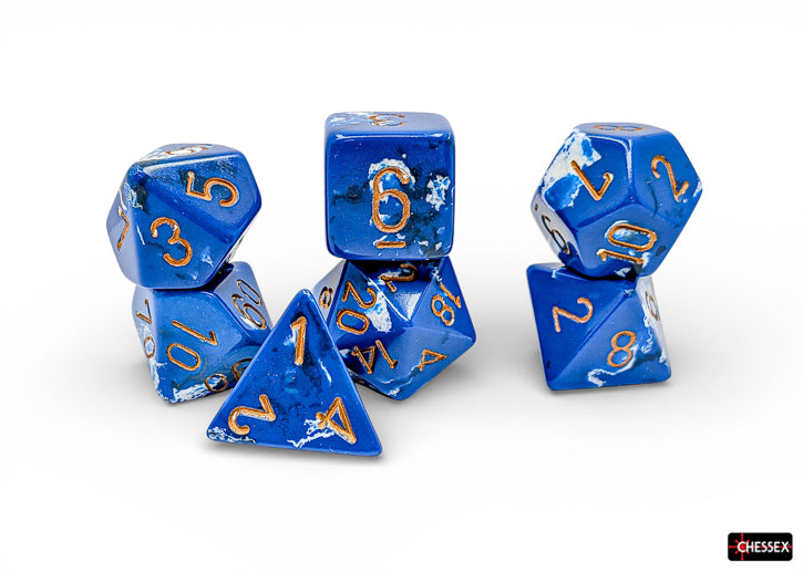 Brush Wavebreak/gold Polyhedral 7-Dice Set