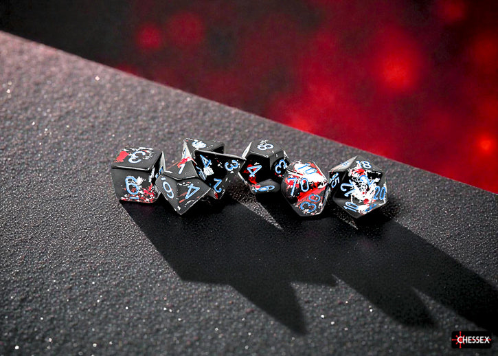 Brush Dark Side/blue Polyhedral 7-Dice Set