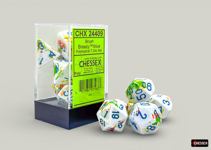 Brush Breezy/blue Polyhedral 7-Dice Set