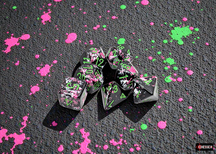 Brush Paintball/green Polyhedral 7-Dice Set