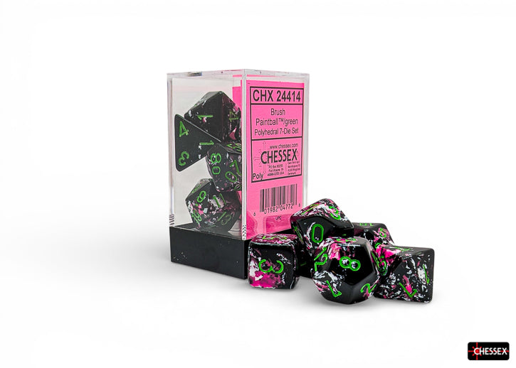 Brush Paintball/green Polyhedral 7-Dice Set