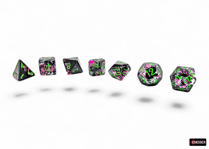 Brush Paintball/green Polyhedral 7-Dice Set
