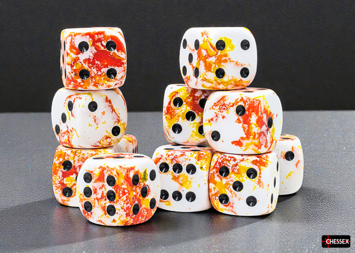 [PREORDER 25 FEB] Brush Sunrise/black 16mm d6 Dice Block (12 dice)