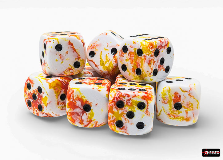 Brush Sunrise/black 16mm d6 Dice Block (12 dice)