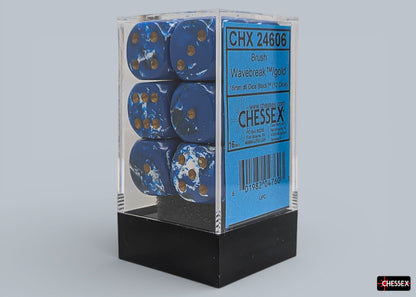 [PREORDER 25 FEB] Brush Wavebreak/gold 16mm d6 Dice Block (12 dice)