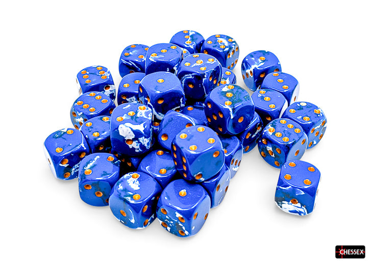 Brush Wavebreak/gold 12mm d6 Dice Block (36 dice)