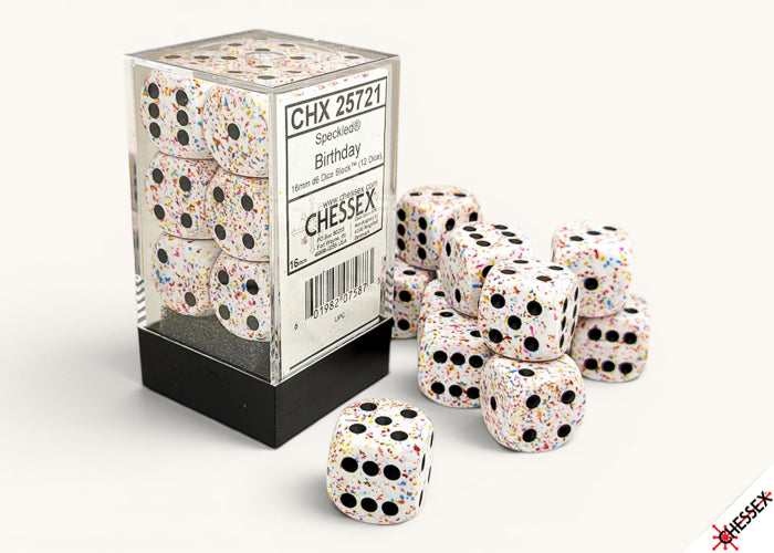Speckled Birthday 16mm d6 Dice Block (12 Dice)