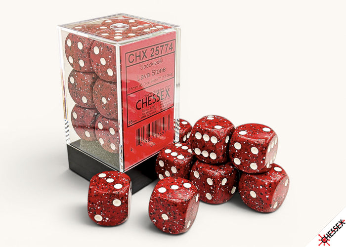 Speckled Lava Stone 16mm d6 Dice Block (12 Dice)