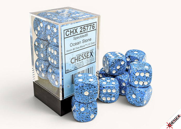 Speckled Ocean Stone 16mm d6 Dice Block (12 Dice)