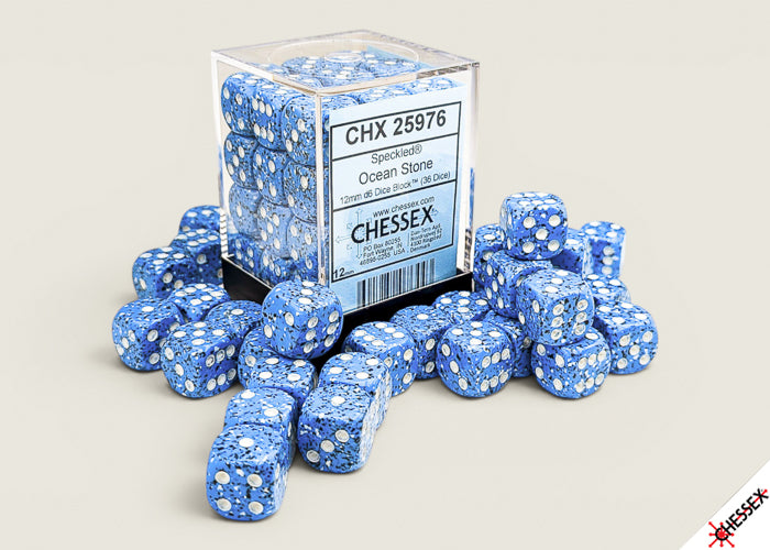 Speckled Ocean Stone 12mm d6 Dice Block (36 Dice)