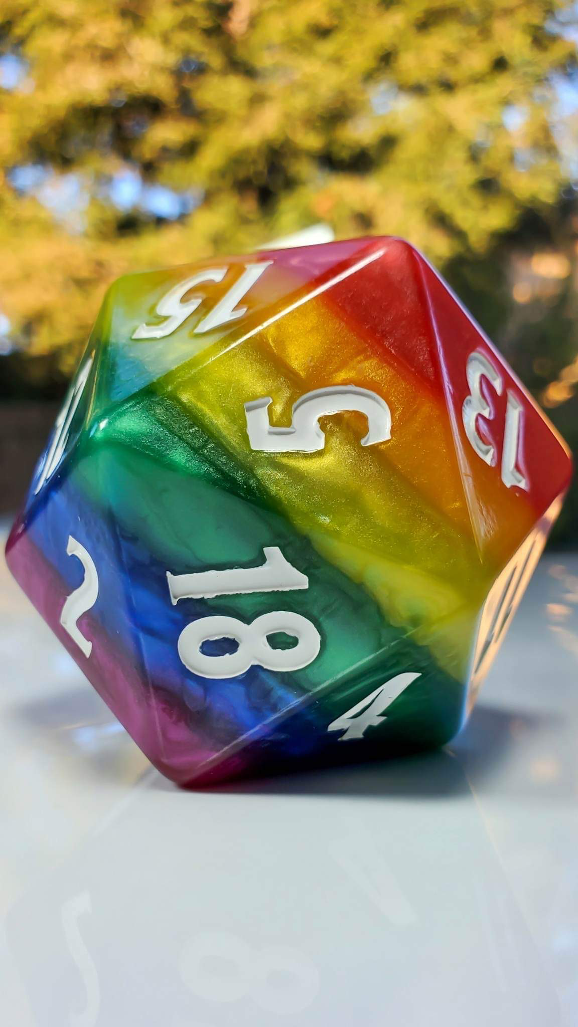 HeartBeat Dice: The Brightest Rainbow - 60mm D20