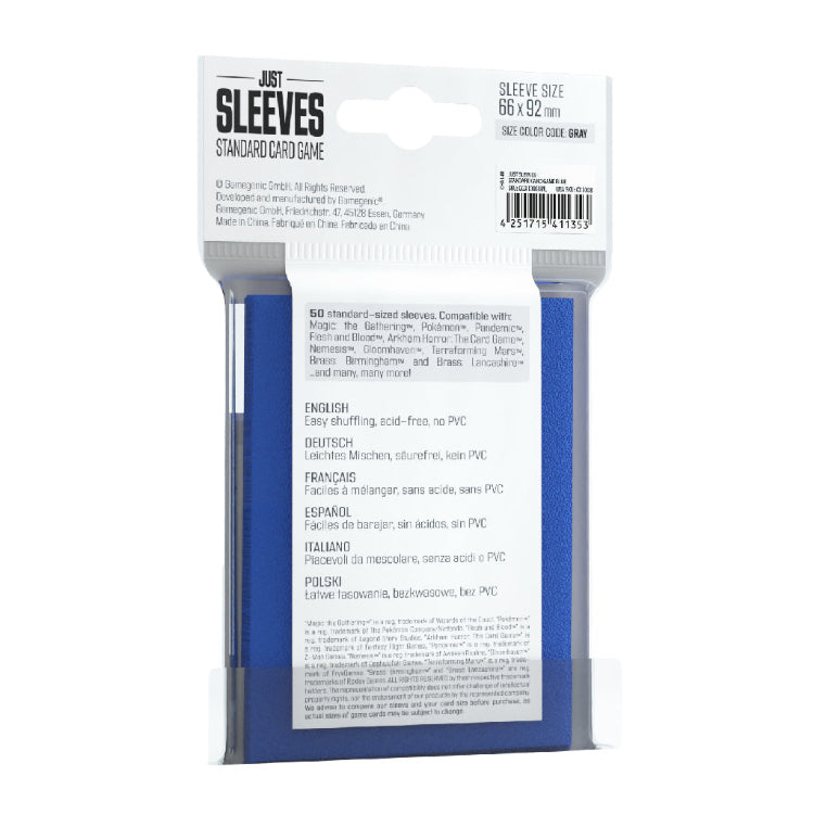 Gamegenic Just Sleeves Colour Card Sleeves (Blue - 50 Pack)