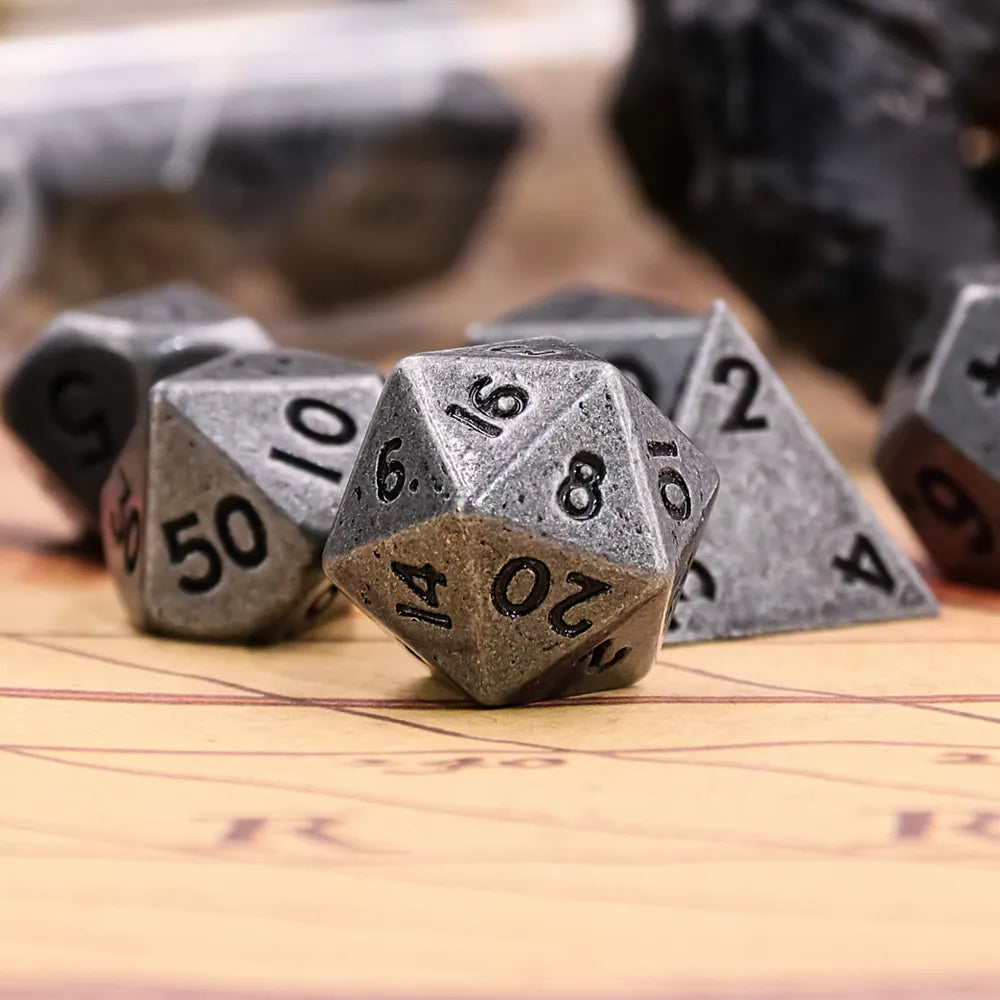 Dark Silver Mini Metal Dice Set