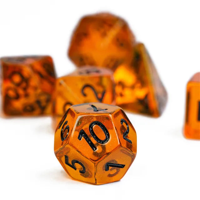 Orange Aurora Glitter Dice Set