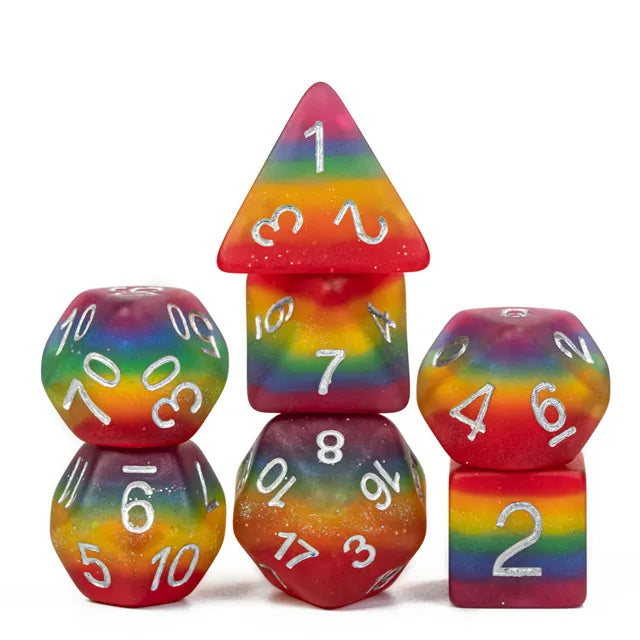 PRIDE FLAG Dice - Rainbow Frosted Dice Set