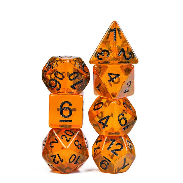 Orange Aurora Glitter Dice Set