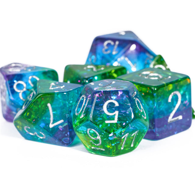 Peacock Layered Glitter Dice Set