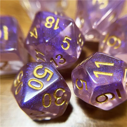 Purple Aurora Glitter Dice Set