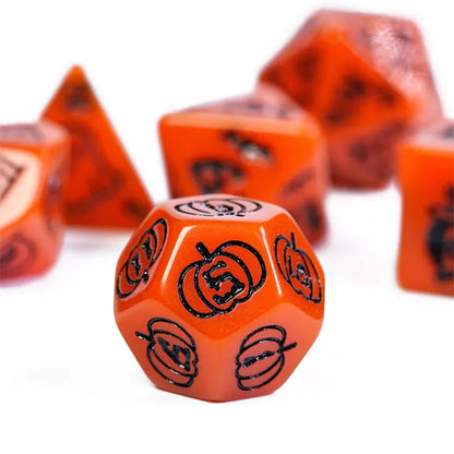 Bright Orange Halloween Dice Set