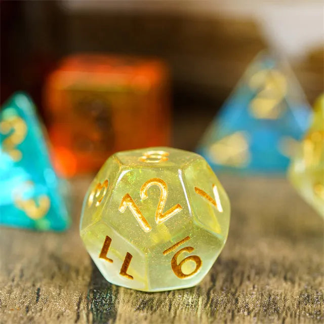 Light Green Aurora Glitter Dice Set
