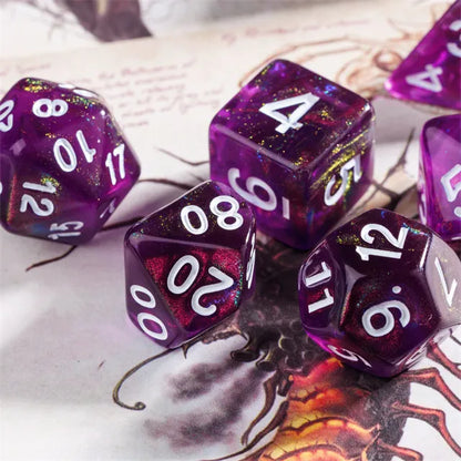 Purple Transparent Glitter Dice