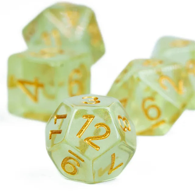 Light Green Aurora Glitter Dice Set