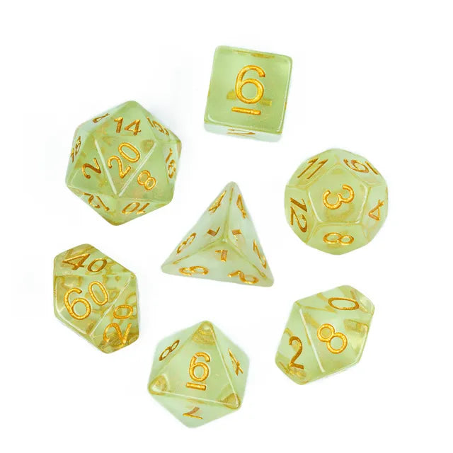 Light Green Aurora Glitter Dice Set