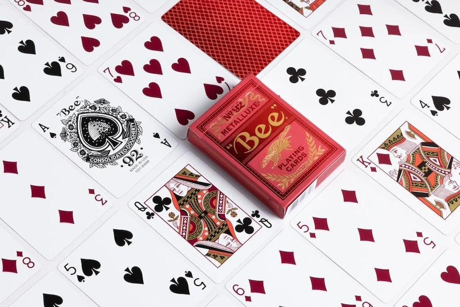 Bee Metalluxe Playing Cards - Red Foil Diamond Back