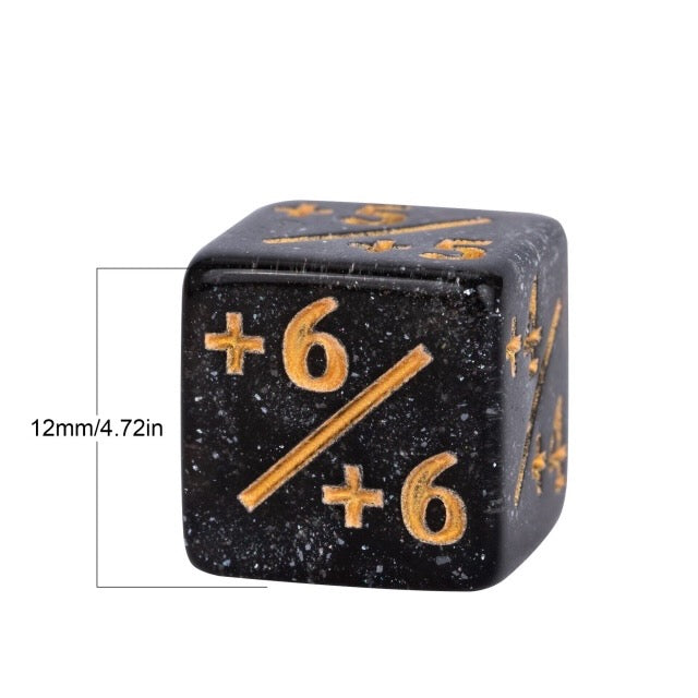 Black Glitter MTG Positive Counter Dice (12mm Single)