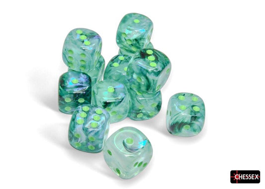 CHX27795: Borealis Kelp/light green Luminary 16mm d6 Dice Block (12 dice)