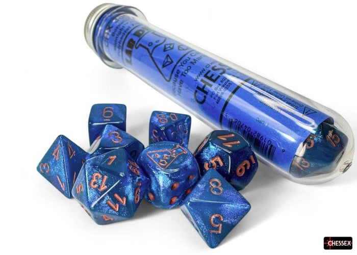 Borealis Midnight/copper Polyhedral Dice Set