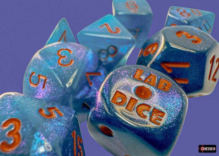 Borealis Midnight/copper Polyhedral Dice Set