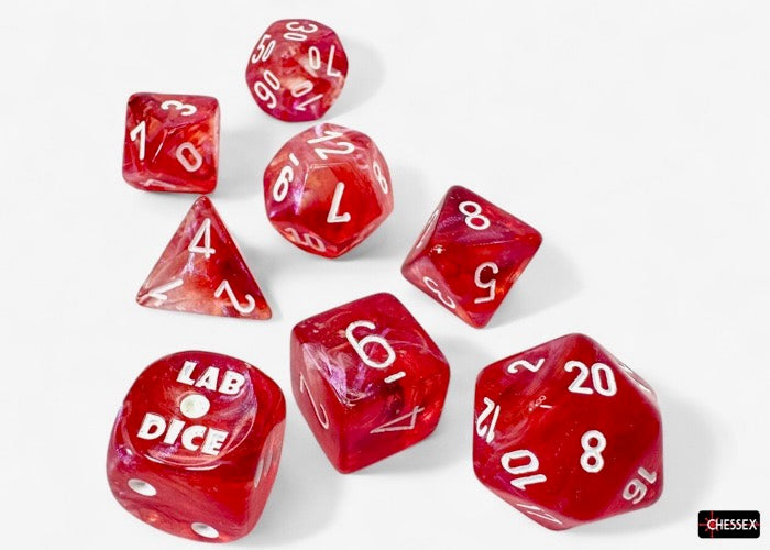 Borealis Passion/white Luminary Polyhedral Dice Set