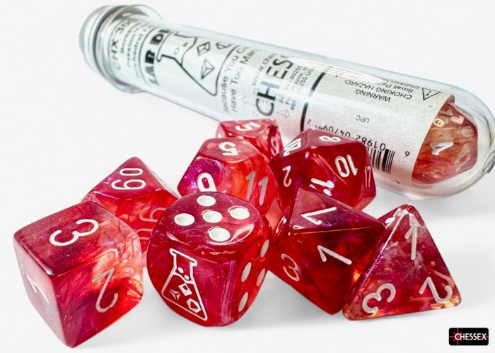 Borealis Passion/white Luminary Polyhedral Dice Set