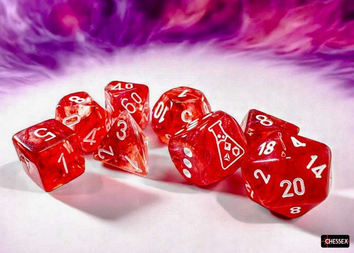 Borealis Passion/white Luminary Polyhedral Dice Set