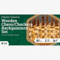 Classic Wooden Folding Chess/Checkers/Backgammon Set 40cm