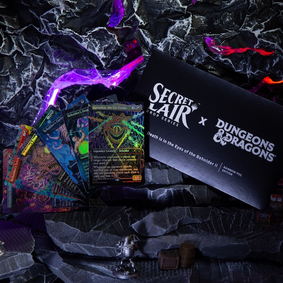 D&D 50th Anniversary Superdrop: Secret Lair x Dungeons & Dragons: Death Is in the Eyes of the Beholder II Rainbow Foil Edition